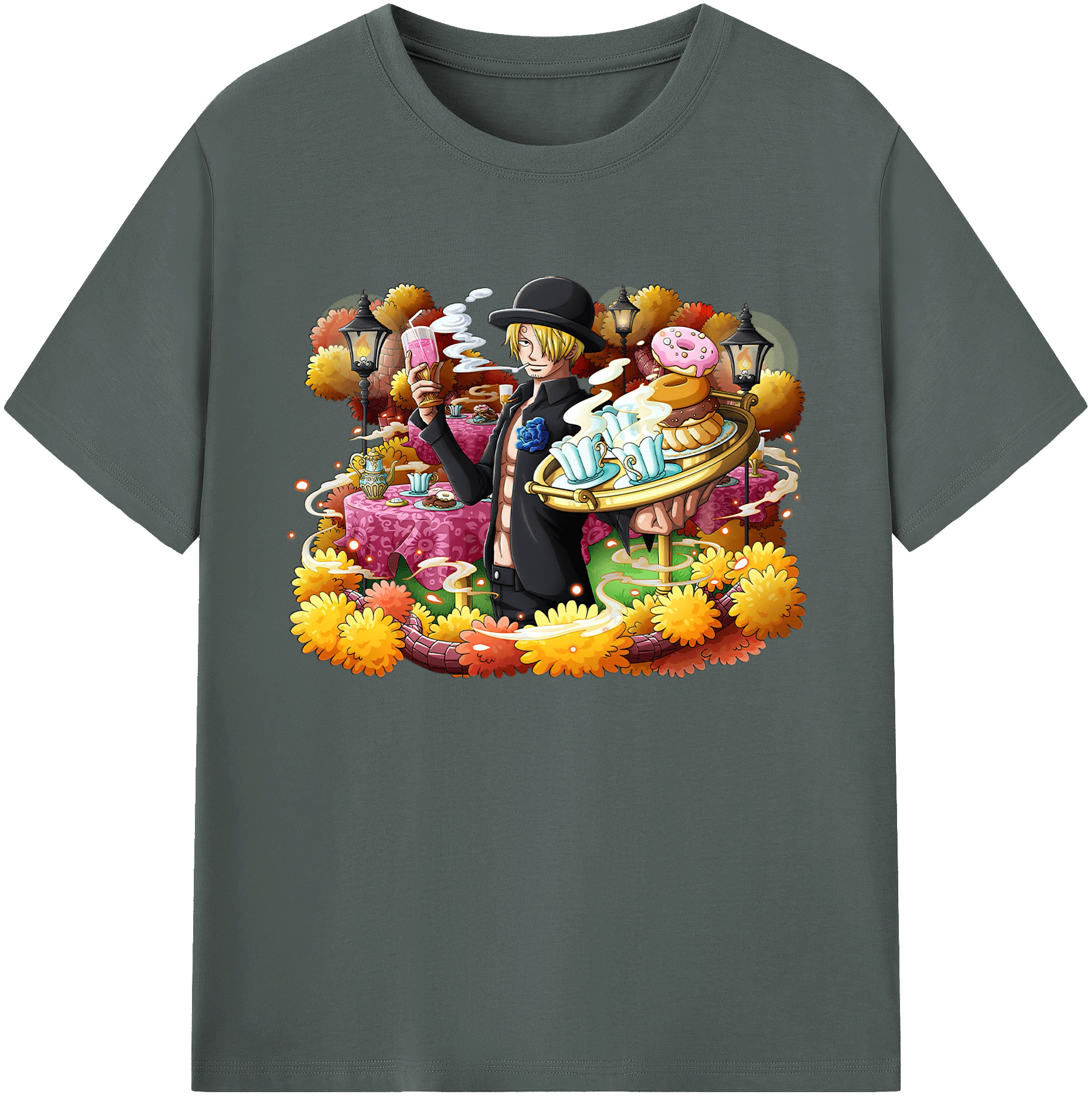（画像用） ワンピース サンジ ONE PIECE Sanji 綿100％ メンズ半袖Tシャツ｜肌触りやわらか＆通気性